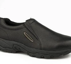 'Roper' Men's Tumbled Leather Performance Slip On - Black