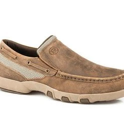 'Roper' Men's Docks Leather Driving Moc - Brown