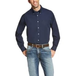 'Ariat' Men's Wrinkle Free Button Down - Navy