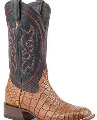 'Stetson' Men's 13" Roundup Alligator Vamp Round Toe - Taupe / Blue