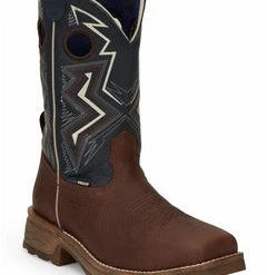 'Tony Lama' Men's 11" Force Western EH WP Comp Toe - Brown / Blue