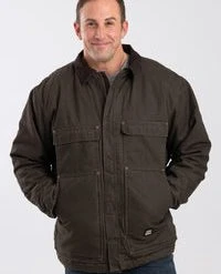 'Berne' Men's Washed Chore Coat - Olive Duck