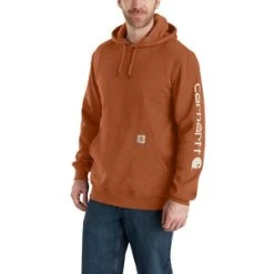 'Carhartt' Men's Midweight Logo Hoodie - Burnt Sienna Heather