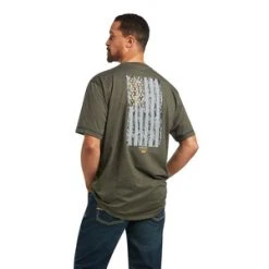 'Ariat' Men's Rebar Workman Reflective Flag Short Sleeve Tee - Sage Heather