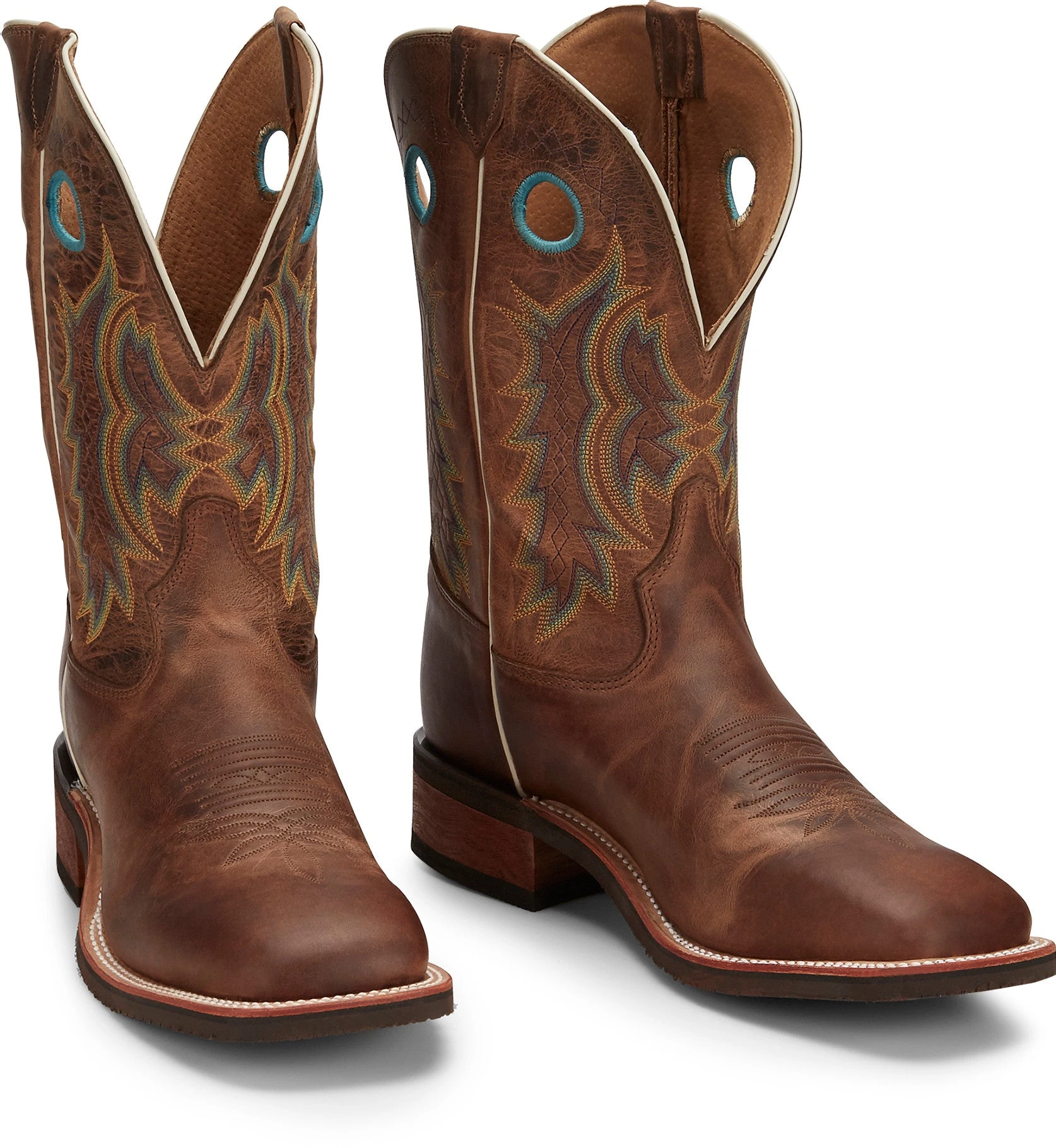 'Tony Lama' Men's 11" Americana Creedance Western - Brown / Turquoise - Image 7