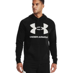'Under Armour' Men's Rival Fleece Big Logo Hoodie - Black / Onyx White