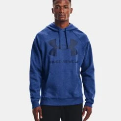 'Under Armour' Men's Rival Fleece Big Logo Hoodie - Tech Blue Light Heather / Indigo
