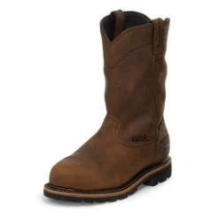 Justin Brands Pulley Waterproof Internal Met Guard Boot - Brown / Dark Tan
